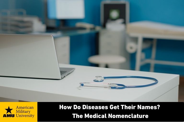 how-do-diseases-get-their-names stethoscope near laptop