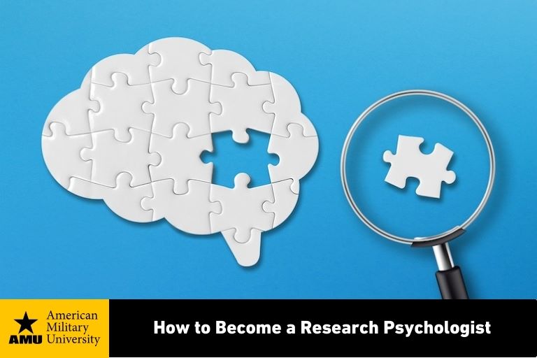 how-to-become-a-research-psychologist research psychology depicted by missing puzzle piece under magnifying glass