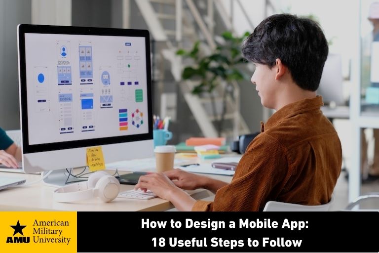 mobile app designer on computer