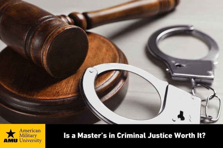 is-a-masters-in-criminal-justice-worth-it-amu criminal justice handcuffs and mallet