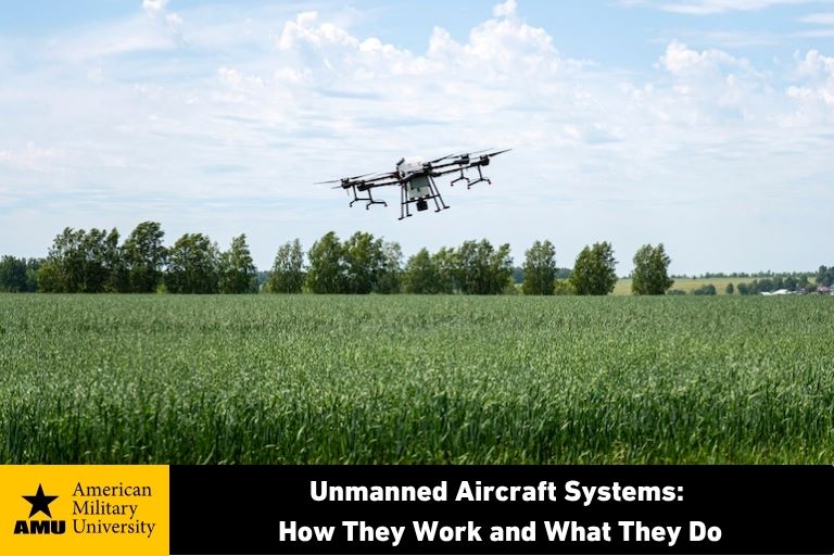 drone hovering above field