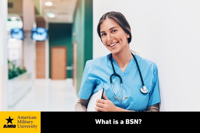 what-is-a-bsn-amu BSN standing in hospital hallway