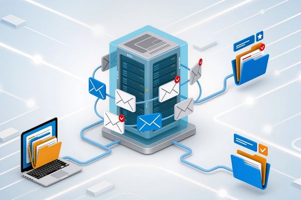 security management illustration of files and computer server