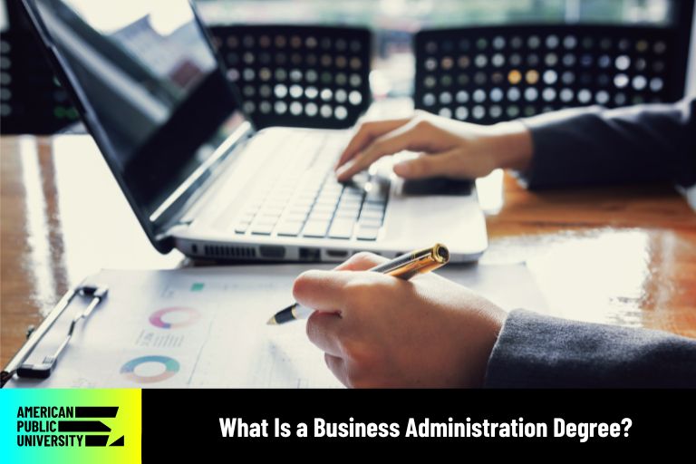 what-is-a-business-administration-degree business administration degree student on laptop